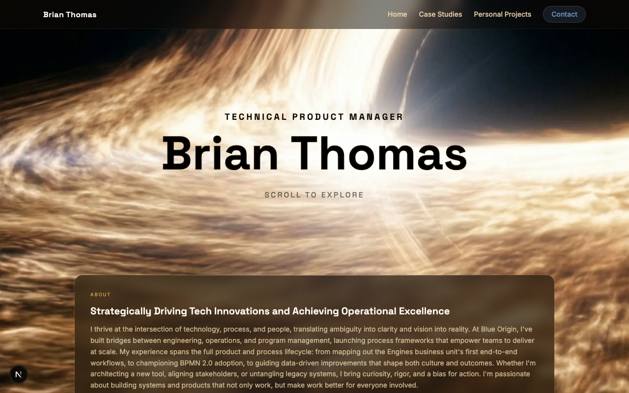 Portfolio Warm Cosmic Homepage